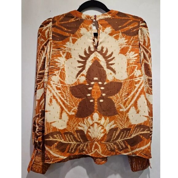 Rachel Zoe Multicolor Western Abstract Print Long Sleeve Blouse Women's Medium - Picture 2 of 6